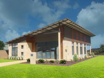 A photo of one of our rammed earth homes.